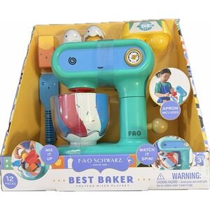 FAO Schwarz Blue Pretend Mixer Playset with Apron, Watch It‎ Spin, Mix It Up